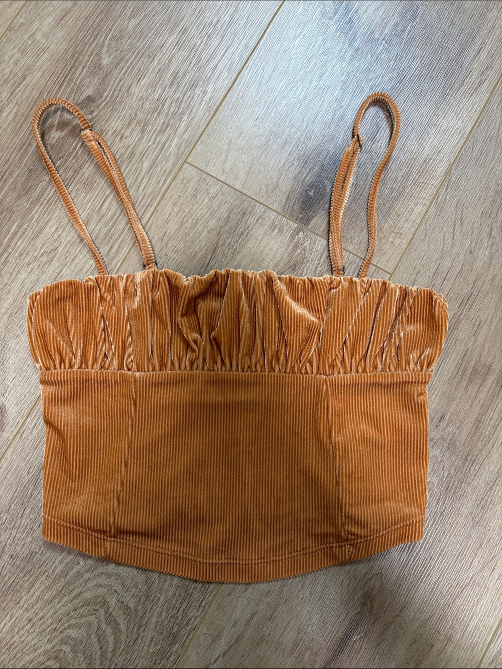 Urban Outfitters Rust Corduroy Ruched Crop Top